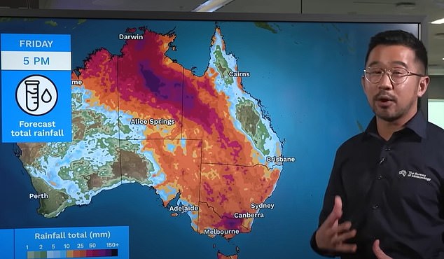 Meteorologist Jonathan How (pictured) warned of heavy rain and the chance of severe thunderstorms was expected for all states and territories