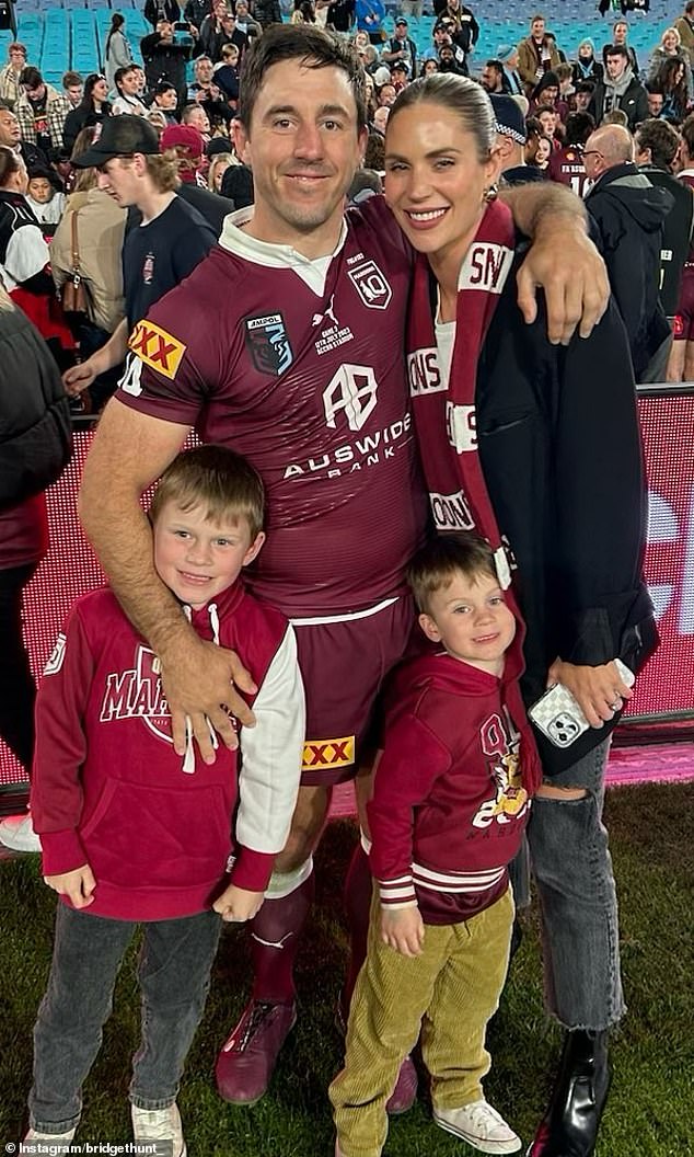 Hunt was signed as a 12-year-old prodigy and went on to play in the 2015 NRL Grand Final (pictured, after an Origin match for Queensland)