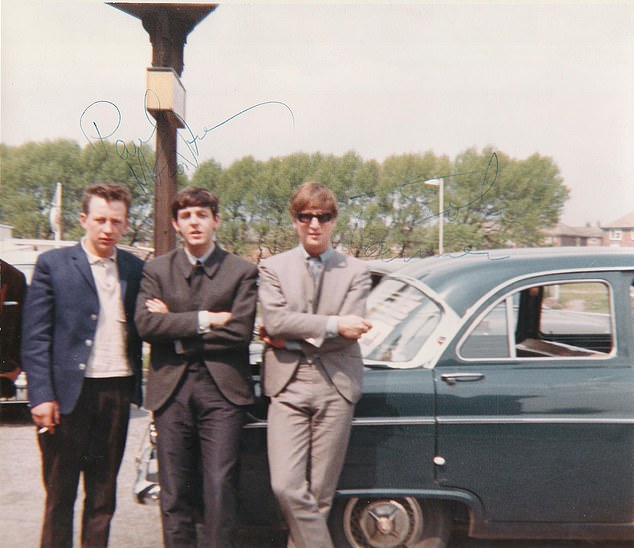 In the presence of greatness: This photo shows our reader Simon's father with Paul and John