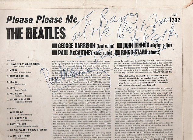 Personalised: The album was signed by Simon's father, Barry, but Dan Hatfield says this should not affect its value as Beatles memorabilia is so popular with collectors