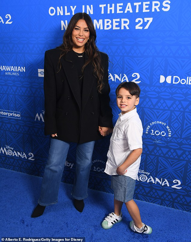 The 49-year-old Land of Women producer-star held hands with her six-year-old mini-me, who she coordinated with in blue denim attire