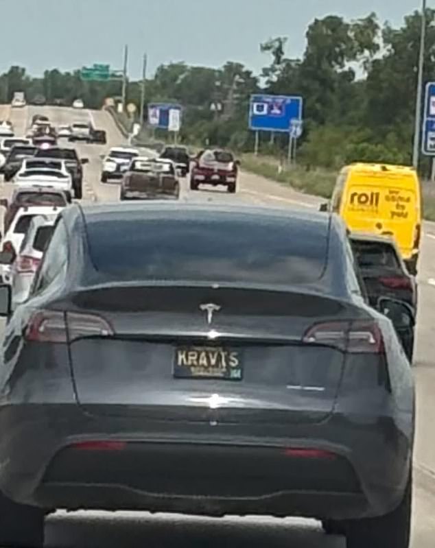 The final photo was a cheeky shot of Kourtney's Tesla with a 'Kravis' license plate, with the caption: 'Everything is romantic'