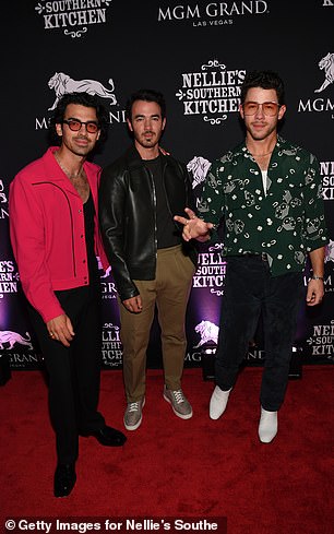 Joe Jonas, Kevin Jonas and Nick Jonas of the music group Jonas Brothers