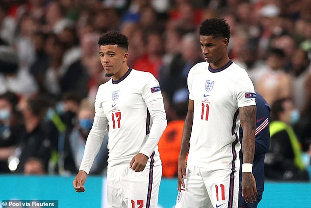 Jadon Sancho and Marcus Rashford, along with Saka, were targets of online racist abuse after missing penalties in the Euro 2020 final defeat to Italy