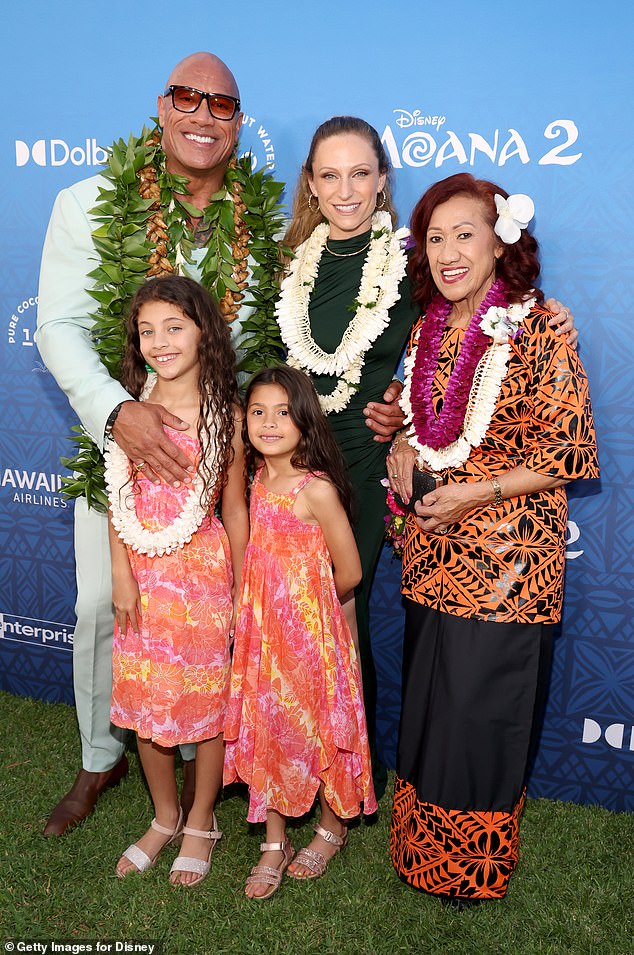 It comes after the star posed for a rare family photo as he attended the world premiere of Moana 2 in Hawaii on Thursday