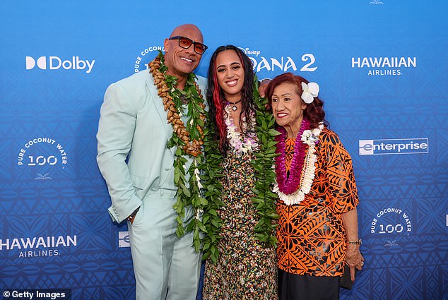 The Rock's eldest daughter, Simone Garcia Johnson, 23, also posed with her father at the premiere - the film is set for release on November 27