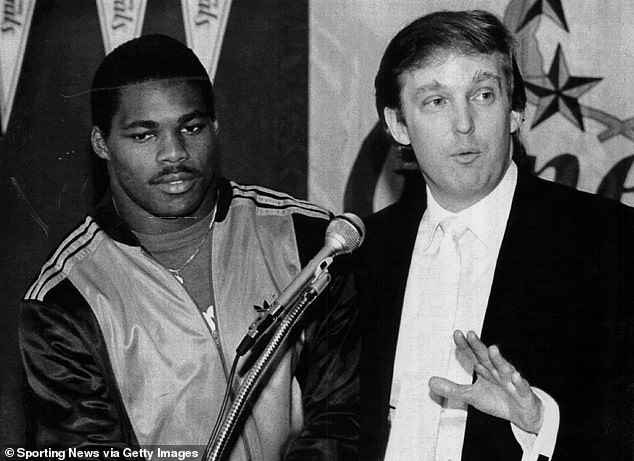 Trump is seen as the general's owner alongside running back and future ally Herschel Walker