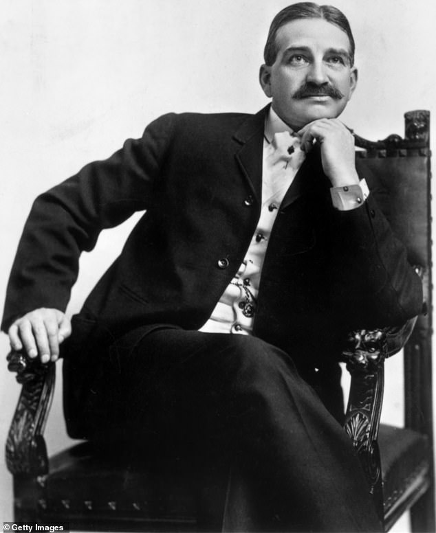 The first novel proved such a great success upon publication that the author wrote thirteen full-length sequels before his death in 1919; he is depicted around 1910