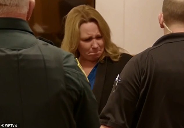 Laurie Shaver (pictured) cried as she was convicted of her husband's murder in 2015