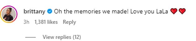 Vanderpump Rules veteran Brittany Cartwright commented on Lala's post: “Oh, the memories we made! I love you LaLa'