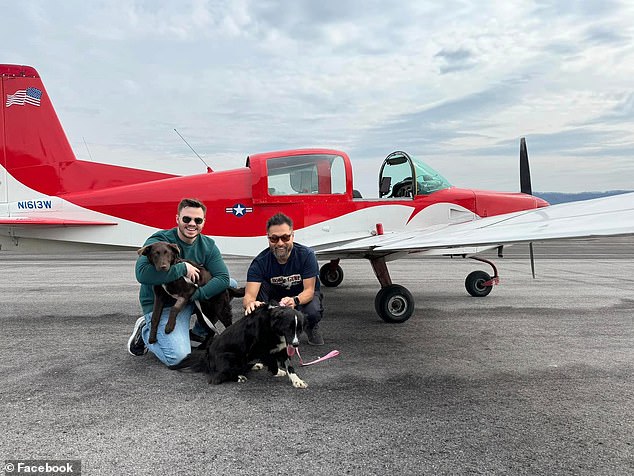 Kim was a licensed pilot known for flying dogs across the country - all to more efficiently find them forever homes. His body was taken for an autopsy, police said, adding only that he died on impact. The plane he flew can be seen here behind him