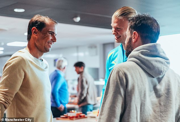 Rafa was all smiles as he exchanged words with Erling Haaland, who couldn't help but beam