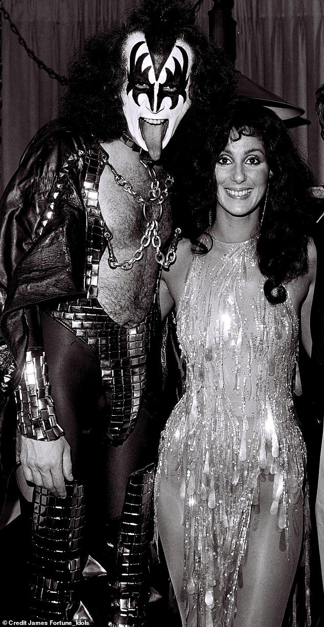 The boyfriend in question was none other than Gene Simmons of KISS, whom she dated from 1977 to 1979; pictured 1979