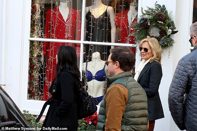 Jill Biden outside 'Ladybird Lingerie' on Nantucket