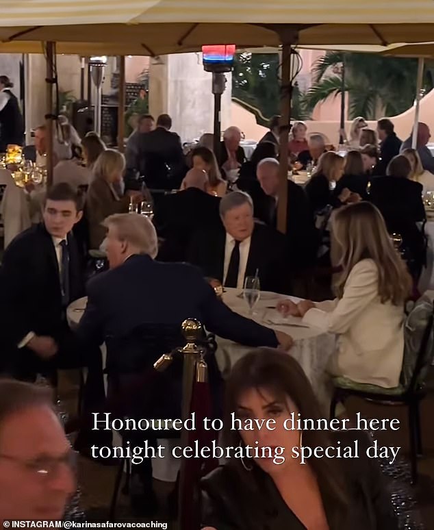 The Trump family celebrates Thanksgiving at his Mar-a-Lago estate in Palm Beach, Florida. Donald's youngest son, Barron, was spotted back in Florida on Saturday (seen)