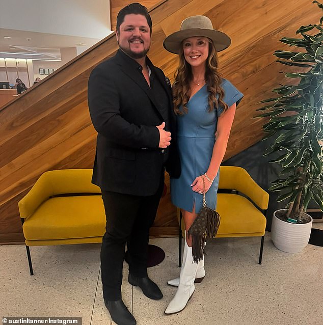 Wannabe celebrity Austin Tanner (left) has seemingly incriminated himself with an Instagram post of him and his wife Skyla (right) attending the Country Music Awards in Nashville, Tennessee earlier this month