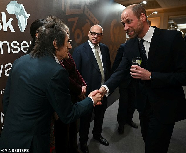 The Prince of Wales met with Wood and Mark Knopfler ahead of the 12th annual Tusk Conservation Awards ceremony