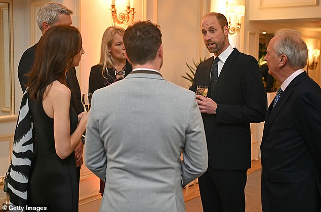 Prince William, Prince of Wales, talks to sponsors ahead of the 12th annual Tusk Conservation Awards ceremony