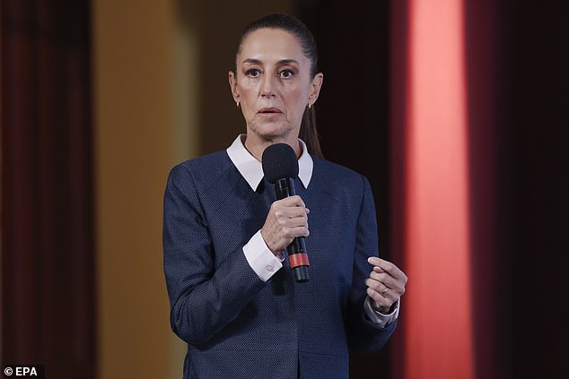 Mexican President Claudia Sheinbaum speaks during a press conference at the National Palace in Mexico City, Mexico, November 26, 2024