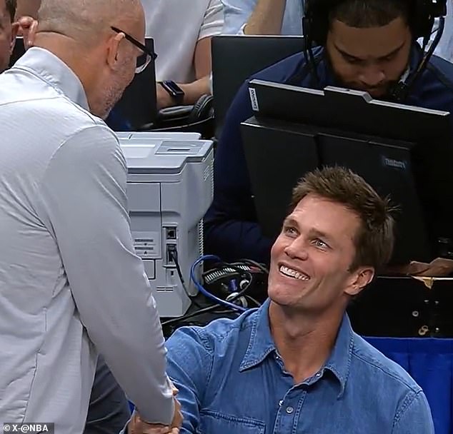 He chatted and shook hands with Mavs coach Jason Kidd, who was previously a star player