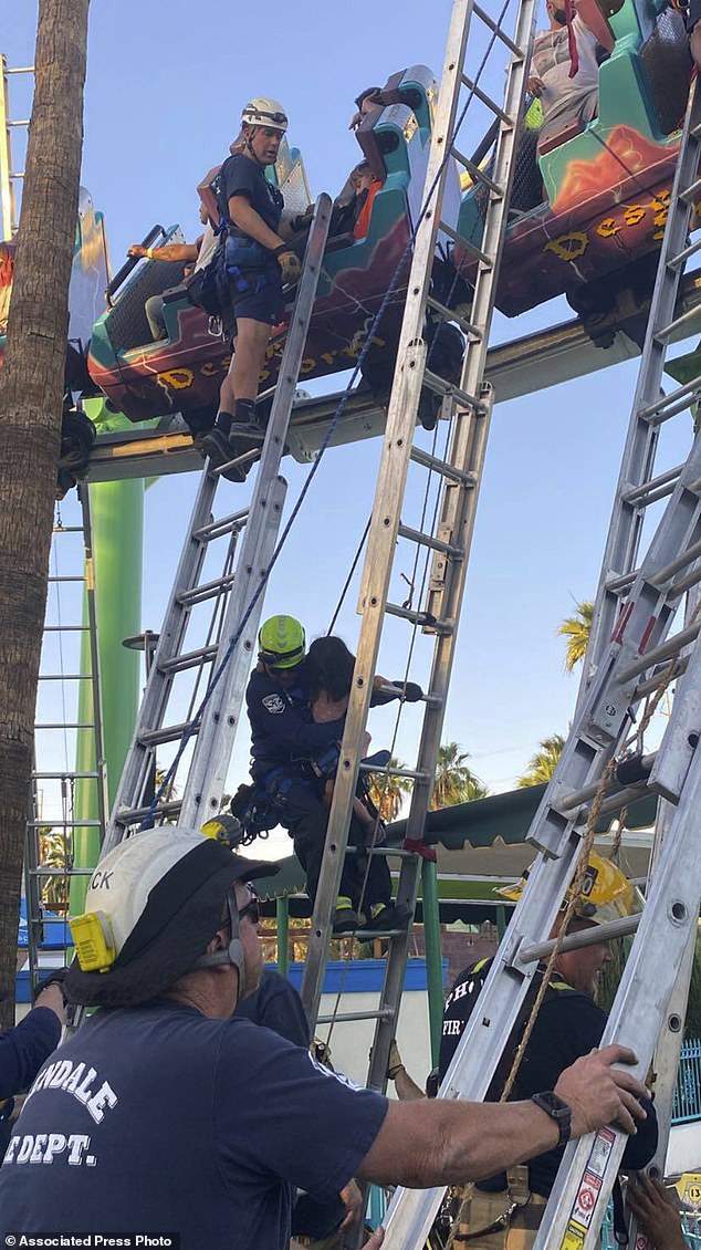 The Phoenix Fire Department said the ride stalled Saturday, leaving riders 20 feet off the ground