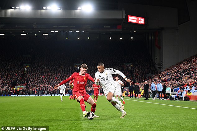 Mbappe failed to shine at Anfield in the absence of fellow Real Madrid star Vinicius Jnr