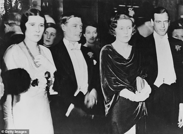 George was told to find a suitable wife. He is pictured on the far right with his fiancée, Princess Marina of Greece, and his brother, the Prince of Wales, second from the left, in 1932