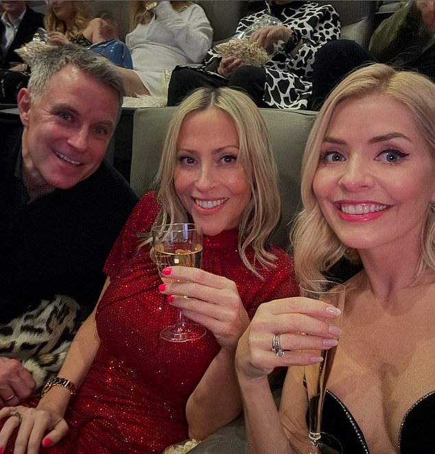 The All Saints star arrived with her husband Stephen Haines and close friend Holly Willoughby to show her support for the film