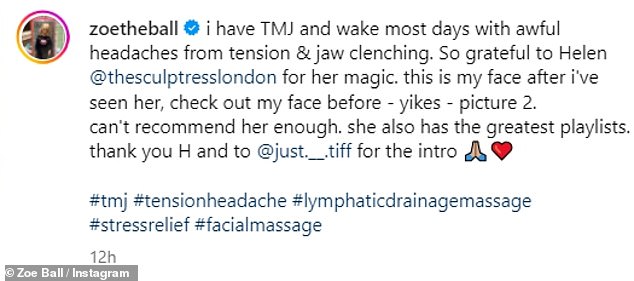 On Wednesday, Zoe shared with fans that she wakes up most days in pain from TMJ