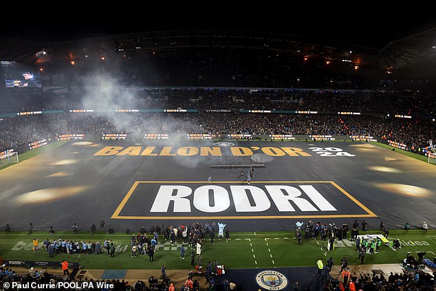 City put on a spectacular show to celebrate Rodri's Ballon d'Or achievement ahead of their midweek draw against Feyenoord