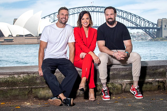 Geyer and Mitch Molloy have been replaced by Beau Ryan (left) Natarsha Belling (center) and former West Tigers captain Aaron Woods (right)