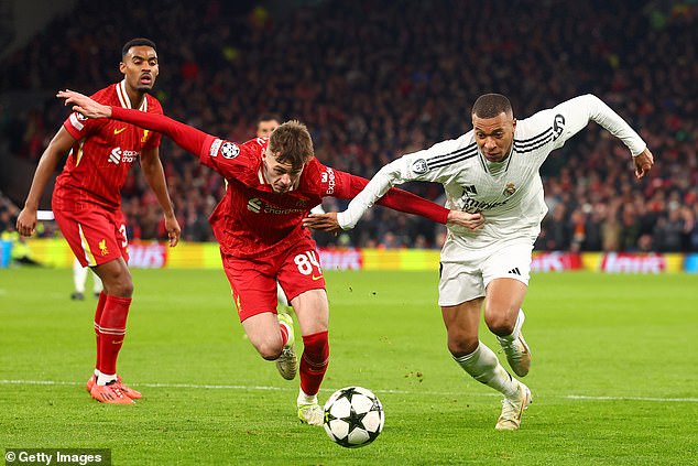 Real Madrid striker Mbappé could not beat Bradley at Anfield on Wednesday