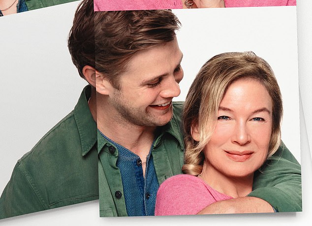 The new poster teases the love triangle even further, as Bridget is seen in a photo looking cozy with Roxster, played by Leo Woodall, as he puts his arm around the star.