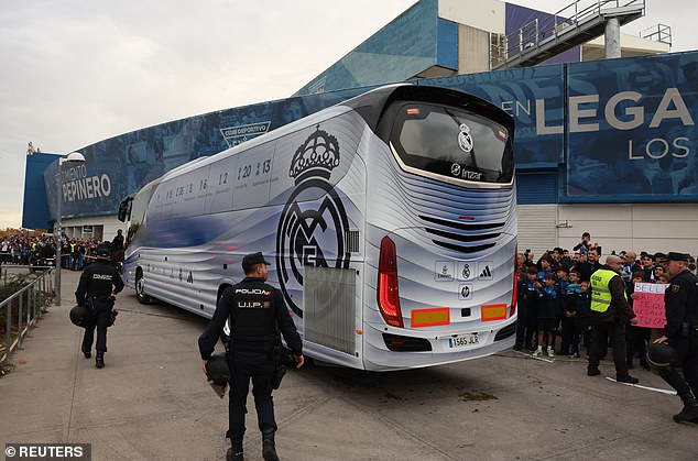 The Real Madrid team bus, pictured last month, was officially unveiled by the club in October