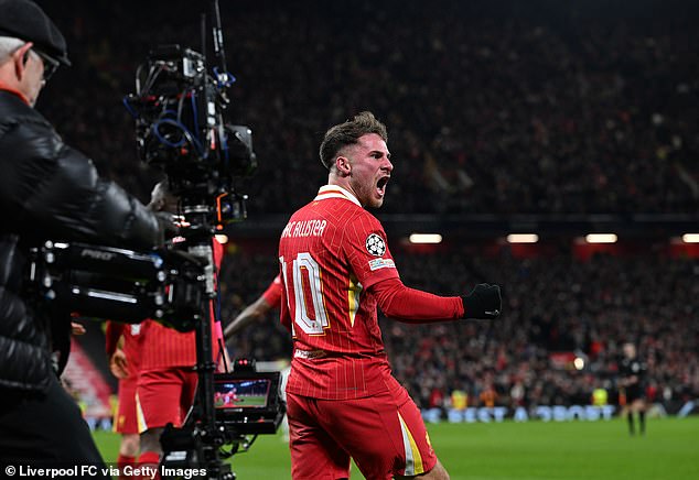 Liverpool's first goal of the match was scored by Argentina international Alexis Mac Allister