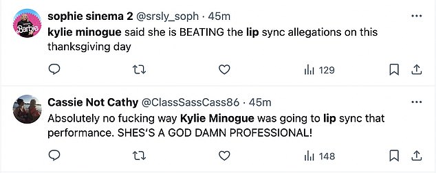 Other fans were convinced that Kylie would never be able to lip sync live on television