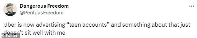 Many users have been quick to express concerns about the idea of ​​children traveling alone in Ubers. One user claimed the idea of ​​teen accounts on Uber 'just doesn't sit right with me'