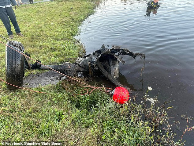 Parts of the car, including this wheel and axle, were taken out separately, as they had fallen from the rest of the vehicle over time