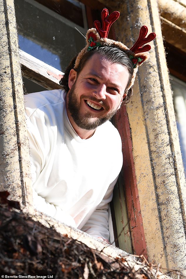 James seemed cheerful as he stuck his head out the window