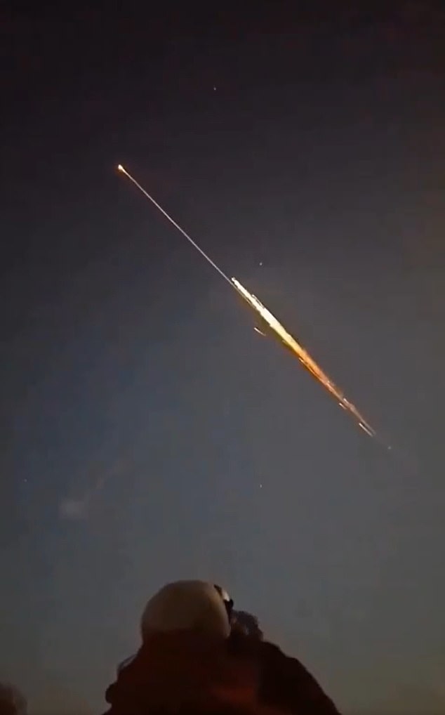 A Starlink satellite created a fiery display when it re-entered Earth's atmosphere on Saturday evening