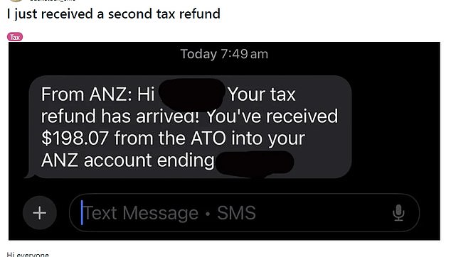 The woman initially thought the message she received claiming $198 from the Australian Taxation Office had deposited $198 into her bank account was a scam