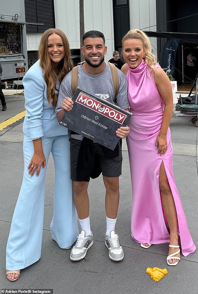 Block billionaire Adrian Portelli now faces an eye-watering tax bill of more than $1.2 million. (Portelli is pictured with winners Maddy and Charlotte Harry)