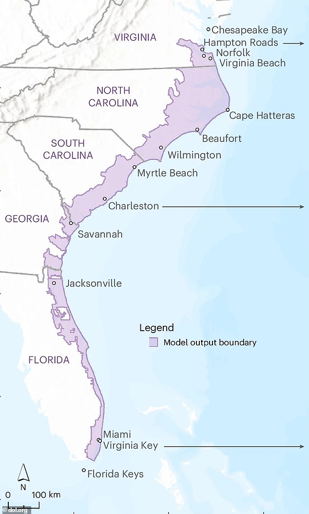 Millions of people along the southeast Atlantic coast will be displaced by 2100 due to rising sea levels, land subsidence and flooding