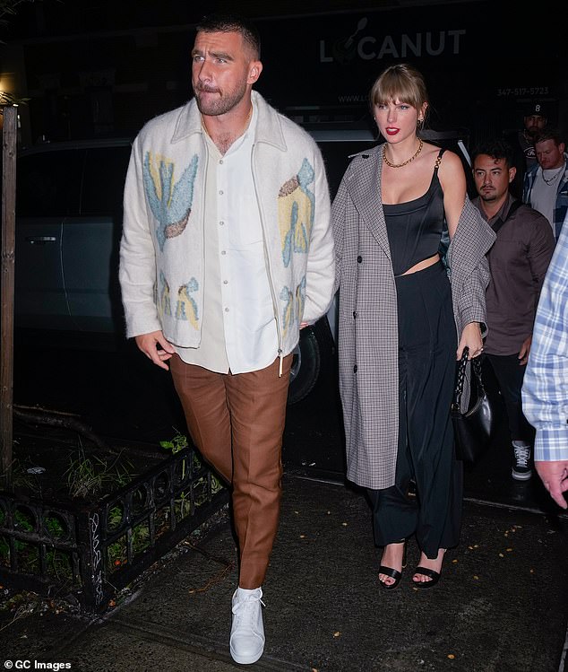 Travis Kelce and Taylor Swift in New York. The couple regularly frequents the city's most sought-after eateries such as Sartiano's, Rafs and Corner Store