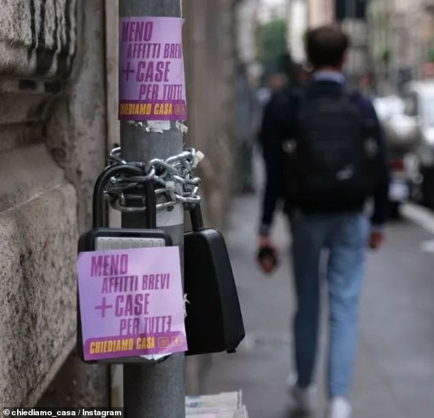 Locals in Milan and Florence have launched a protest against Airbnb by putting stickers on key boxes that allow tourists to access their rented accommodation