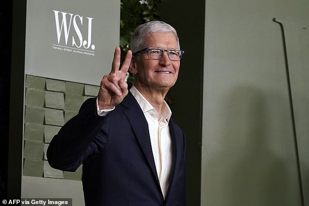 However, Apple CEO Tim Cook (above) has put on a brave face by saying that the $3,500 AR glasses are simply 