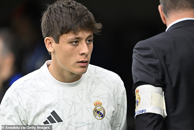 Arsenal have reportedly opened talks with out-of-favor Real Madrid star Arda Guler (above)