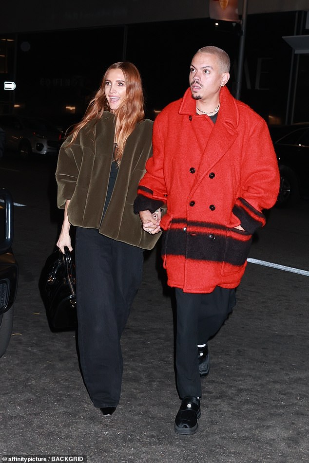 Ashlee Simpson and husband Evan Ross put on a united front as they arrived for a romantic dinner in Los Angeles on Monday night