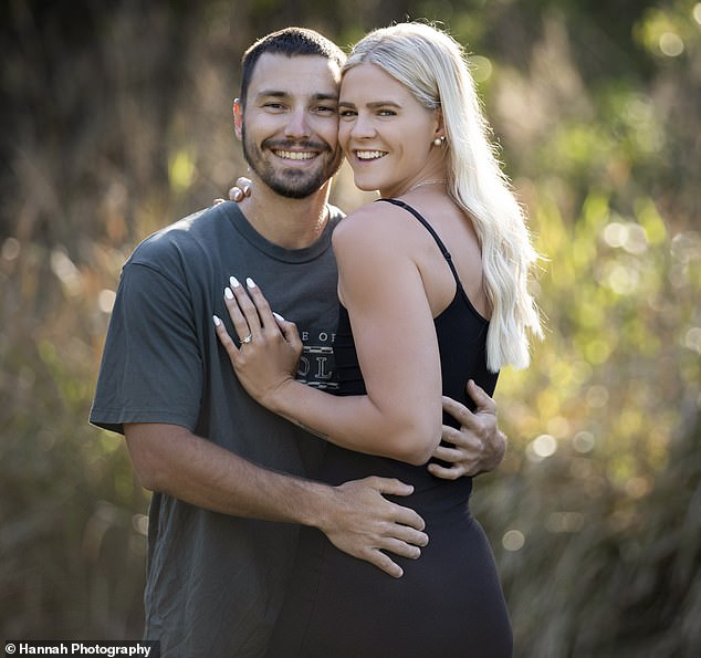 Australian Olympian Shayna Jack has revealed the details behind her romantic engagement to her long-term partner Joel Rintala (pictured together)