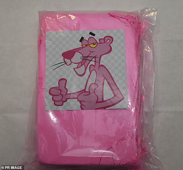 The 252kg cargo was packed with images of the cartoon character Pink Panther (pictured) in air freight marked as industrial and bound for the Sydney suburb